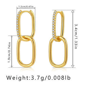 Meilleure vente en gros de boucles d'oreilles liées en laiton plaqué or 18 carats de conception simple boucles d'oreilles en zircone cubique pour femmes à porter au quotidien - Product Image 5
