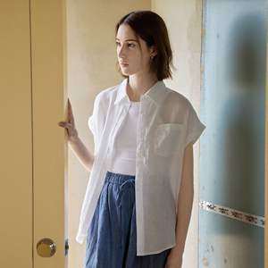 Camicia da lavoro Casual da <span class=keywords><strong>donna</strong></span> in lino 100% sostenibile oversize con colletto solido a maniche corte ecologica <span class=keywords><strong>Online</strong></span> all'ingrosso - Product Image 1