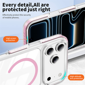 Coque de téléphone transparente magnétique en TPU et PC, antichoc, anti-traces de doigts, compatible avec la charge sans fil, pour IP17 Pro Max/17 16 15 14 13 <span class=keywords><strong>12</strong></span> (vente en gros) - Product Image 3
