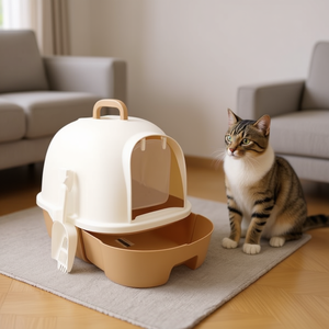 Caja de arena para gatos Yommy completamente cerrada de 41x41x53cm con tapa y pala para gatos de interior - Product Image 3