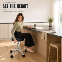 Tabouret de bar pivotant à hauteur réglable en cuir PU rembourré avec roulettes, disponible en OEM/ODM, best-seller