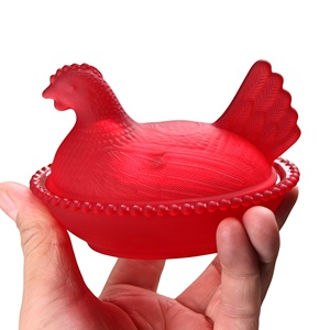 Modern Glass Chicken Shaped Candy Jar Multicolor Decorative Multifunction <strong>Storage</strong> <strong>Container</strong> for Daily Use Home Kitchen - Product Image 1