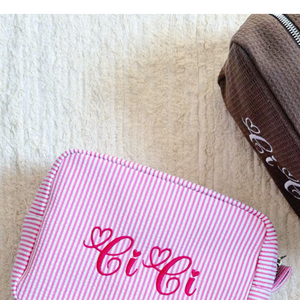 Wholesale Stripe Makeup <b>Bag</b> Striped <b>Toiletry</b> <b>bag</b> striped canvas jacquard canvas embroidered Logo - Product Image 6
