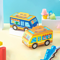 Emballage en carton ondulé pliable imprimé en couleur personnalisé, boîte en papier pour enfants en forme de voiture avec poignée découpée