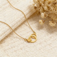 Collier en acier inoxydable, texture mate, pendentif papillon et cercle entrelacés, plaqué or, hypoallergénique, accessoire quotidien