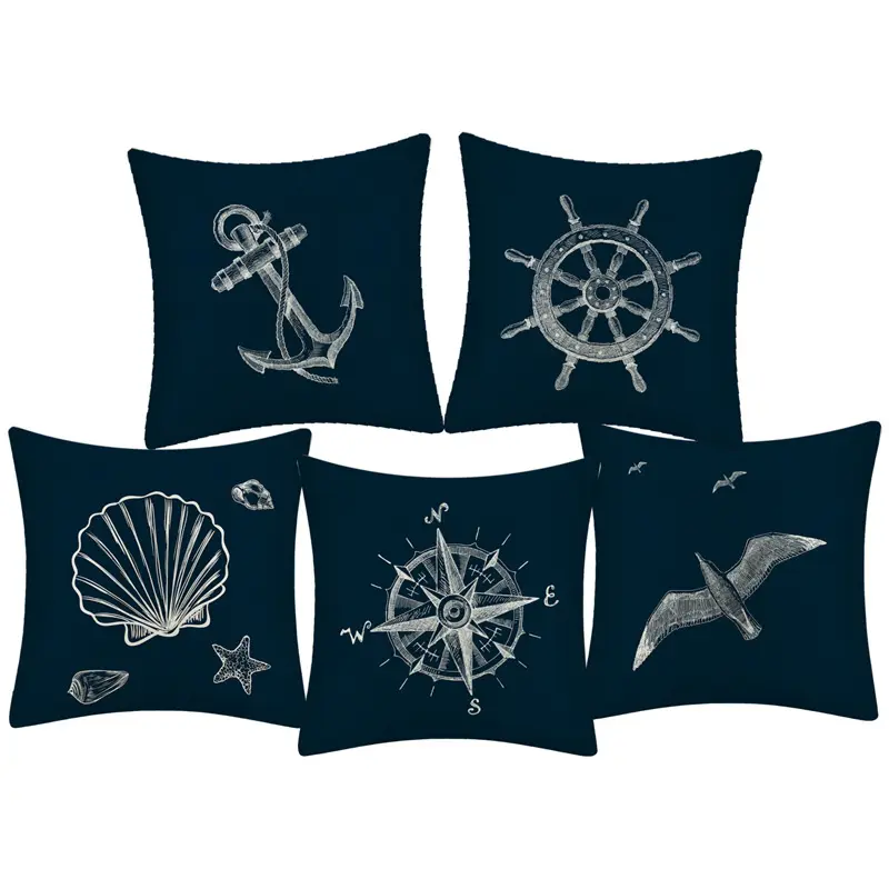 Okyanus donanma deniz tema 45*45cm yastık pusula çapa gemi özel Logo keten kanepe minder kılıfı yastık kılıfı