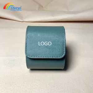 Factory Direct Luxury Greyish Sage Green Roll <b>Watch</b> Box with Orange lining,1 Slot Travel Portable <b>Watch</b> <b>Case</b> with Custom Logo - Product Image 6