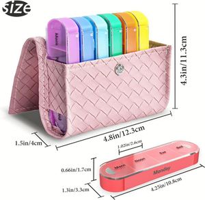 Boîte de rangement hebdomadaire pour pilules JH Medibox, 7 jours, avec fonction de sécurité enfant, plastique et cuir durables, option multicolore - Product Image 1