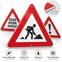 Panneau de signalisation routière triangulaire en métal robuste et personnalisé, bordure rouge, pour travaux routiers municipaux et circulation communautaire