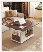 Table d'appoint réglable pour salon, table pivotante pour ordinateur portable, table basse en bois