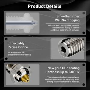 Buse bimétallique or DLC acier trempé 0.4mm 0.6mm 0.8mm buse pour <span class=keywords><strong>E3DV6</strong></span>/ PRUSAi3 /MK3/ MK3S - Product Image 6