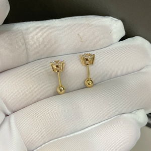 ต่างหูแบบติดหู 1 กะรัต ใบรับรอง IGI ทองคำแท้ 18k สีเหลือง ต่างหูเพชรทรงกลมเจียระไนแบบบริลเลียนท์ เพชรเพาะเลี้ยงในห้องปฏิบัติการด้วยวิธี HPHT CVD - Product Image 4