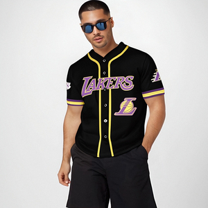 Impression par sublimation du nom et du numéro de l'équipe <span class=keywords><strong>Maillot</strong></span> de baseball personnalisé à séchage rapide pour l'équipe des <span class=keywords><strong>Lakers</strong></span> - Product Image 1