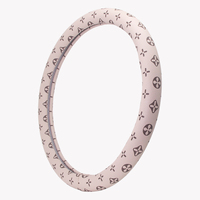 Housse de volant universelle en cuir PU beige de qualité supérieure, design monogramme, résistante à l'usure, toucher doux, accessoires intérieurs de voiture