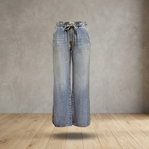 Pantalones Casuales Unisex de Mezclilla de Alta Calidad, Corte Holgado, Doble Bolsillo, Cintura Media, Largos, para Invierno, para Mujer - Product Image 2