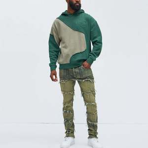 High Street Contrast Color Spliced <b>Men</b> Hoodies Oversize Splice Drop Shoulder <b>Hoodie</b> - Product Image 4