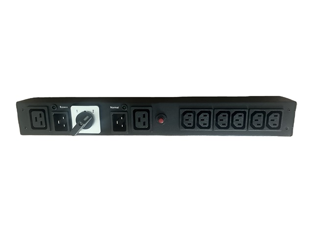 Manual Bypass PDU 1U Transfer Switch for Data Center C13 C19 Rack with Maintenance Switch & IEC Overload Protection for UPS