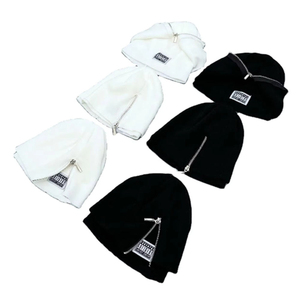 <span class=keywords><strong>Bonnet</strong></span> épais et chaud en tricot avec fermeture éclair, logo personnalisé, cache-visage d'hiver unisexe, vente en gros OEM, broderie - Product Image 1