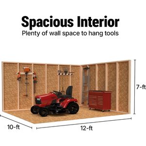 Abri de jardin en bois 12x10 avec fenêtres à pignon et double porte pour rangement extérieur – Produits pratiques pour la maison - Product Image 3
