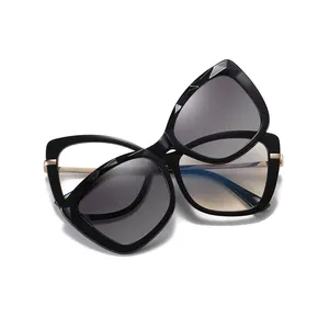 높은 품질 자기 클립 태양 안경 프레임 Cateye 편광 선글라스 안티 블루 라이트 안경