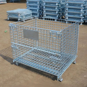 Kho bãi nhiệm vụ nặng nề 1000kg <span class=keywords><strong>Stackable</strong></span> dây lưới thép gấp lưu trữ lồng mạ kẽm đôi lưu trữ lồng Pallet lồng - Product Image 5