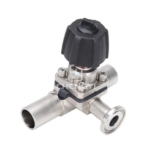 Vệ sinh thép không gỉ vô trùng t Loại 3 cách van màng thủ công với hai kết nối hàn và một kết nối kẹp Tri - Product Image 1