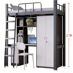 <span class=keywords><strong>Lit</strong></span> superposé moderne en métal avec <span class=keywords><strong>bureau</strong></span> intégré, cadre en acier, <span class=keywords><strong>lit</strong></span> surélevé avec armoire pour chambre d'enfant ou <span class=keywords><strong>adulte</strong></span> - Product Image 3