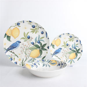 <span class=keywords><strong>Service</strong></span> de table en céramique 18 pièces, thème oiseau bleu et <span class=keywords><strong>citron</strong></span>, décoration intégrale, <span class=keywords><strong>service</strong></span> pour 6 - Product Image 5