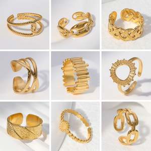 Anillos de Acero Inoxidable con Diseño de Cadena Chapada en Oro de 18K, Estilo Punk, de Buena Calidad, para Hombre - Product Image 5