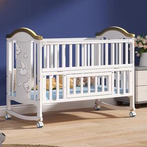 Nouveau <span class=keywords><strong>Lit</strong></span> Bébé <span class=keywords><strong>Berceau</strong></span> Mobile en Bois Balancelle avec Moustiquaire Ensemble de Literie pour Nourrissons - Product Image 4