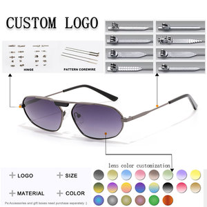 Unisex <b>Pilot</b> Sunglasses Oval Full Rim Metal Frame Dark Gray Lens 100% UV Protection Outdoor Adult Wear - Product Image 2