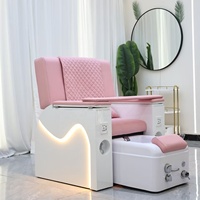 Chaise de manucure inclinable rose à LED, de luxe, avec massage, pour salon de beauté et spa des pieds - Offre spéciale
