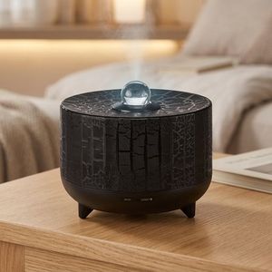 Humidificateur Flamme : Service d'Emballage Personnalisé, Effet Fissure Volcanique, Noir, Arrêt Automatique en Cas de Pénurie d'Eau - Product Image 1