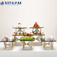 XINGPAI Offre Spéciale hôtel de mariage de haute qualité inoxydable banquet buffet gâteau stand de luxe personnalisé dessert buffet présentoir
