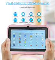Tablette Android pour enfants de 7 pouces, tablette d'apprentissage et de jeu pour enfants avec étui en silicone antichoc