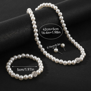 Parures de bijoux de mariée classiques en argent 925 avec opale en forme de boule et perle d'eau douce sertie clos, pour femme - Product Image 3