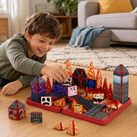 Mini ensemble de tuiles magnétiques de Noël (boîte en métal illustrée) Jouet magnétique éducatif portable, un cadeau de construction magnétique pour les tout-petits