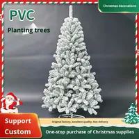 Sapin de Noël artificiel floqué blanc avec support métallique, décoration intérieure pour les fêtes