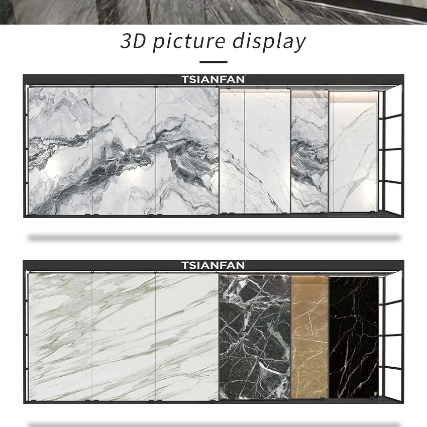 Idea Granite Slide Racks Sintered Stone Tile Slab Displays Stand Calacatta Ceramic Panel Floor Marble Display Racks For Showroom