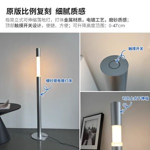 Lámpara de Pie Moderna Minimalista LED con Control Táctil Plateada para Sala de Estar, Dormitorio e Iluminación del Hogar - Product Image 4