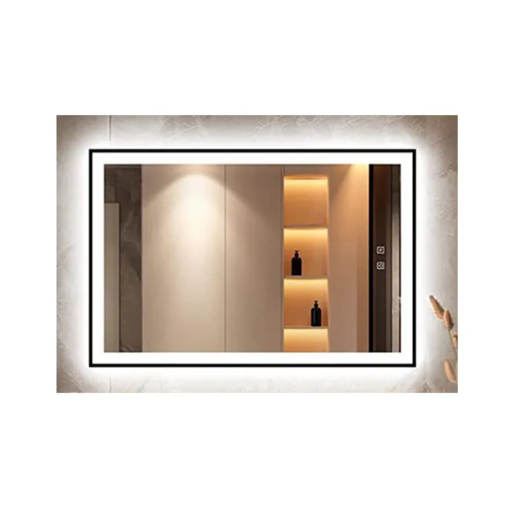 Aluminum Frame Salon Lighting Hotel Led Mirrors Barber Station Smart Glass Touch Screen Bathroom Lighted Mirror