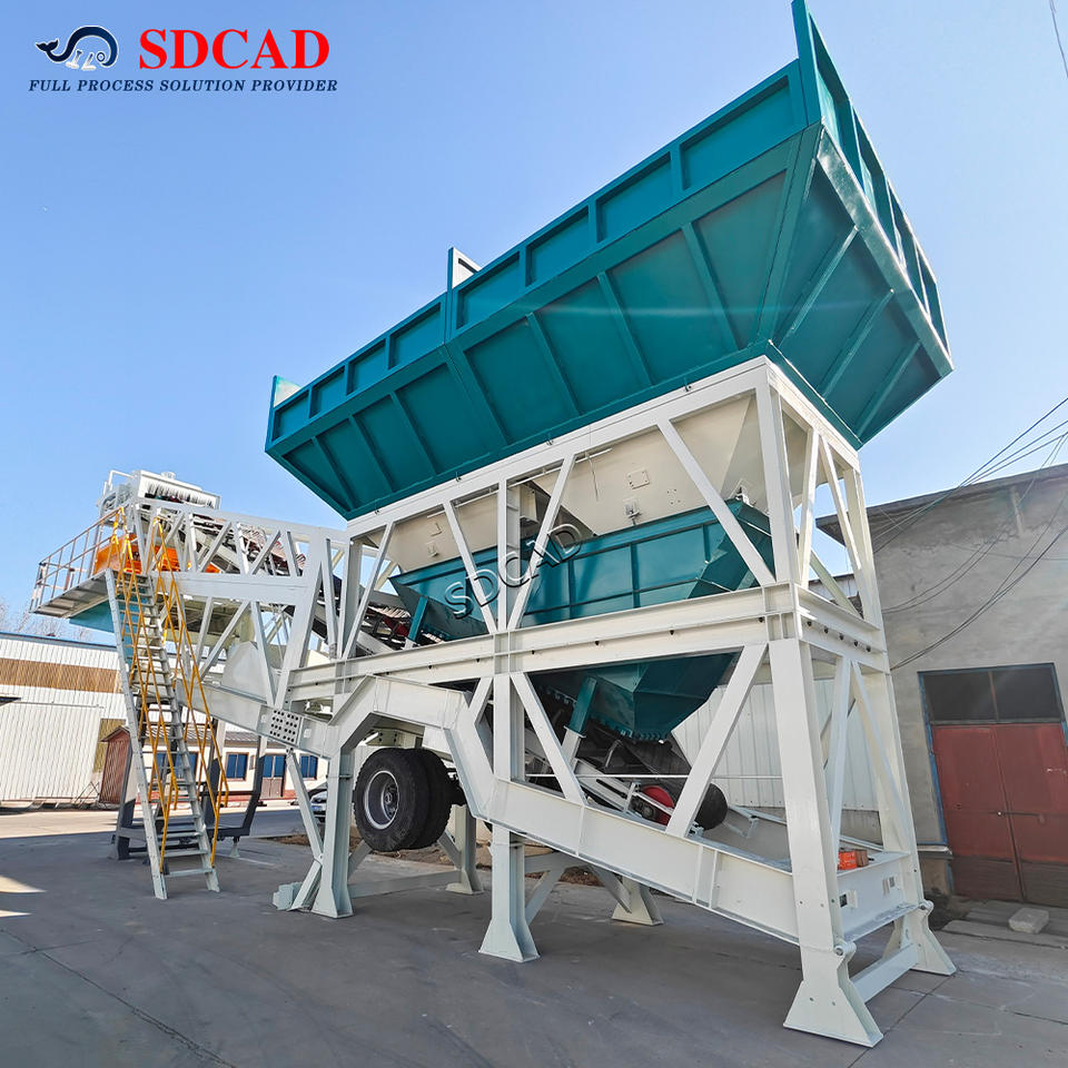 Machine Batching And Mixing Compact Mobile Concrete Batching Plant 35m3/h Wheeled Mixing Station ...