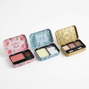 Boîte en métal rectangulaire personnalisée avec charnière pour emballage cosmétique, <span class=keywords><strong>palette</strong></span> de fards à paupières, blush, baume à lèvres avec insert - Product Image 1