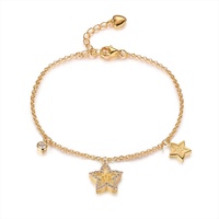 Bijoux fins de luxe, bracelet, collier et boucles d'oreilles en argent 925 plaqué or 18 carats avec étoiles en zircon pour jeunes femmes et filles