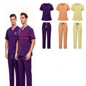 Black Scrubs Uniforms <b>Sets</b> Breathable Hospital Nurse <b>Set</b> Men Scrubs Uniforms - Product Image 1