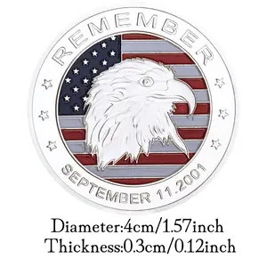 Remember Sept.11 2001 Souvenir Coin Silver Plated Commemorative Coin Eagle Pattern Challenge Collectible Coin