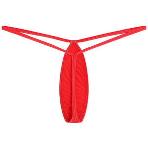 String sexy pour femme, couleur unie, satin, lingerie transparente - Product Image 4