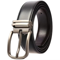 Ceinture en cuir de vachette véritable pour homme, boucle à ardillon, noir et marron, personnalisable avec logo, vente en gros, usine OEM, LY35-21623-1