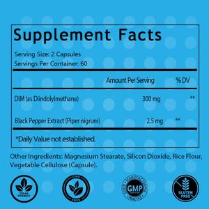 Suplemento de Dim de 300 mg, Diindolilmetano de Alta Potencia, Equilibrio de Estrógenos, Metabolismo, Hormonas, Apoyo para la Menopausia y Antioxidante - Product Image 2