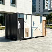 Toilettes Conteneurisées Tropicales Personnalisées en Acier Ondulé Préfabriquées, Toilettes Publiques à Double Porte pour Plage et Complexe Hôtelier Extérieur